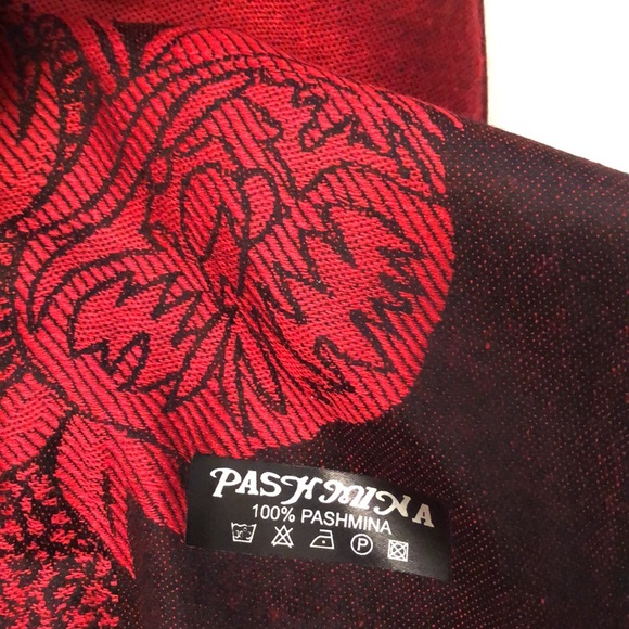 Elegant Red/Black PASHMINA Scarf - NEW - Picture 5 of 6